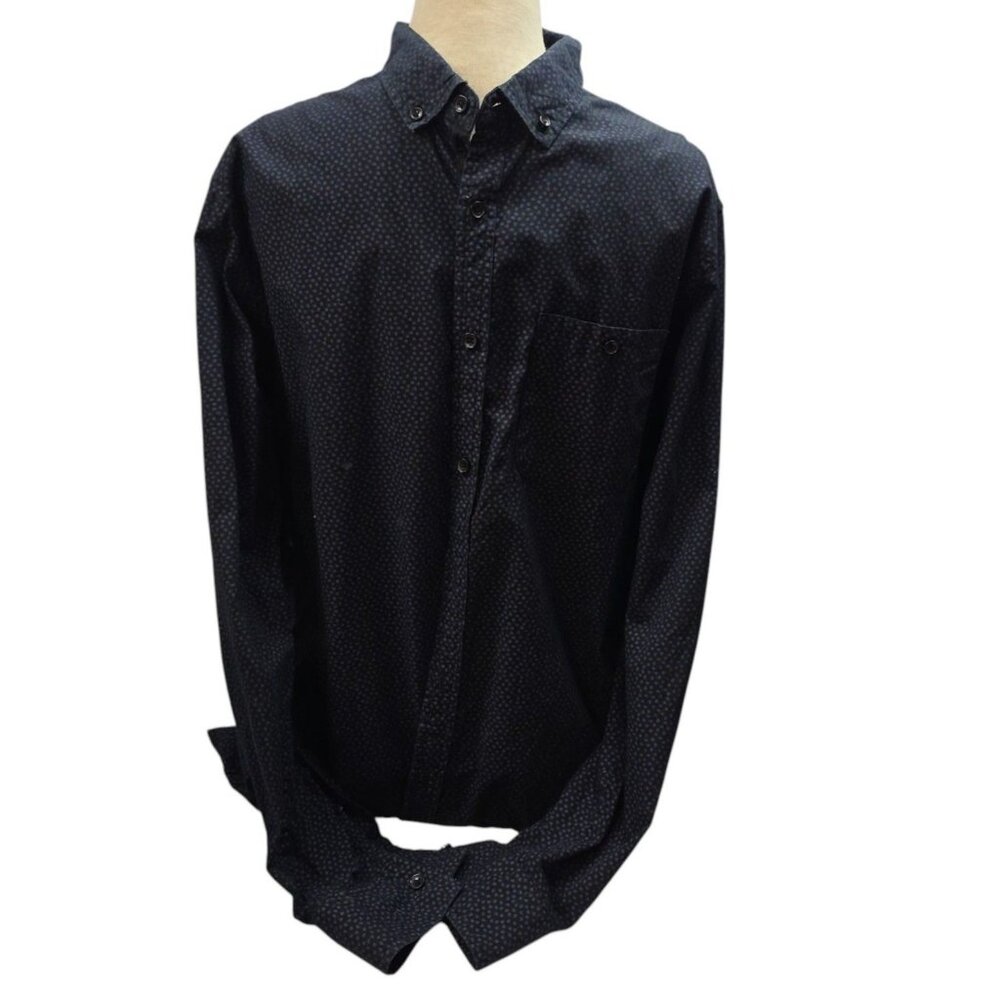 Six Lincoln New York Mens Size 1 Long-Sleeve Cotton Shirt Blue Polka